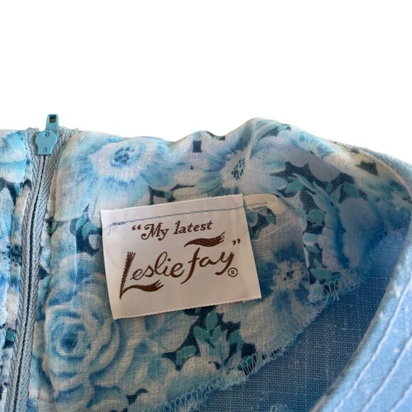 Vintage Leslie Fay Marled Powder Blue Skirt Set M - Picture 8 of 11